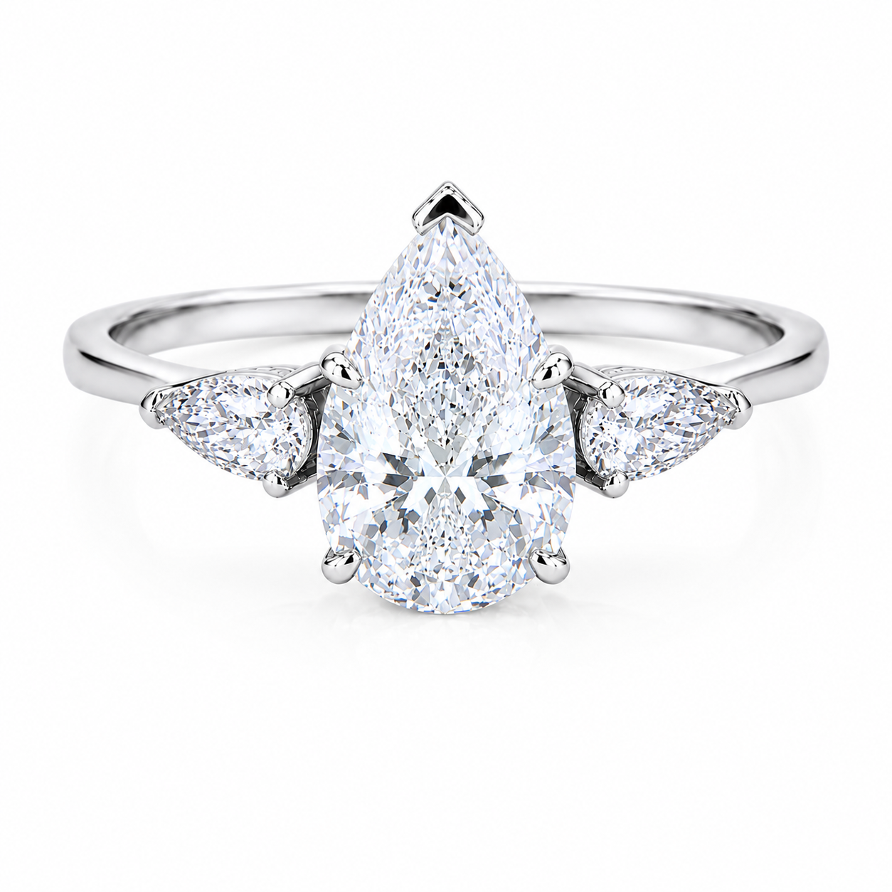 EVERLASTING Three Stone Pear Trilogy Moissanite Engagement Ring 3.0 CT