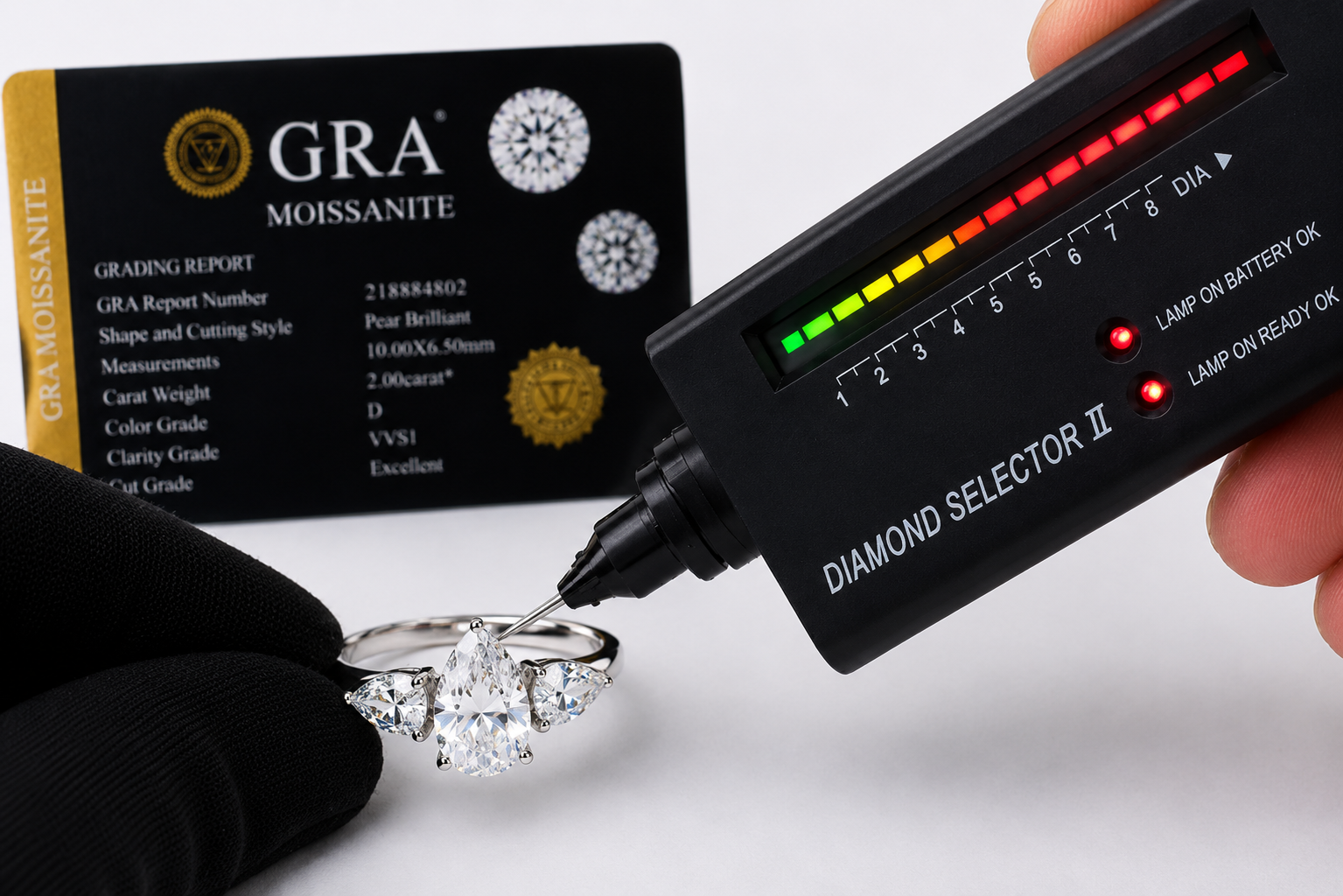 EVERLASTING Three Stone Pear Trilogy Moissanite Engagement Ring 3.0 CT