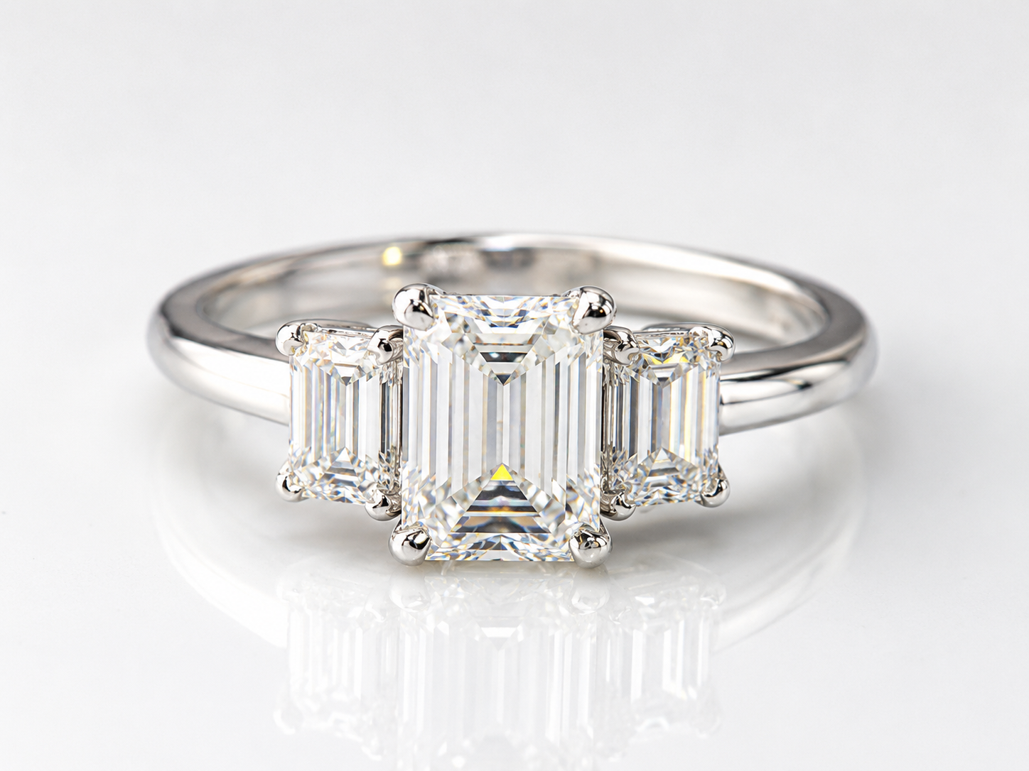 FORGETMENOT Emerald Cut Premium Moissanite Three-Stone Ring 3CT