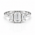 FORGETMENOT Emerald Cut Premium Moissanite Three-Stone Ring 3CT