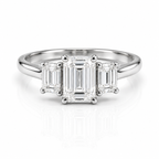FORGETMENOT Emerald Cut Premium Moissanite Three-Stone Ring 3CT