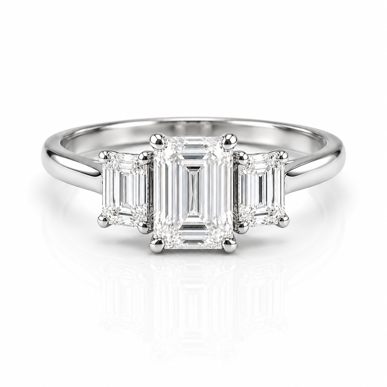 FORGETMENOT Emerald Cut Premium Moissanite Three-Stone Ring 3CT