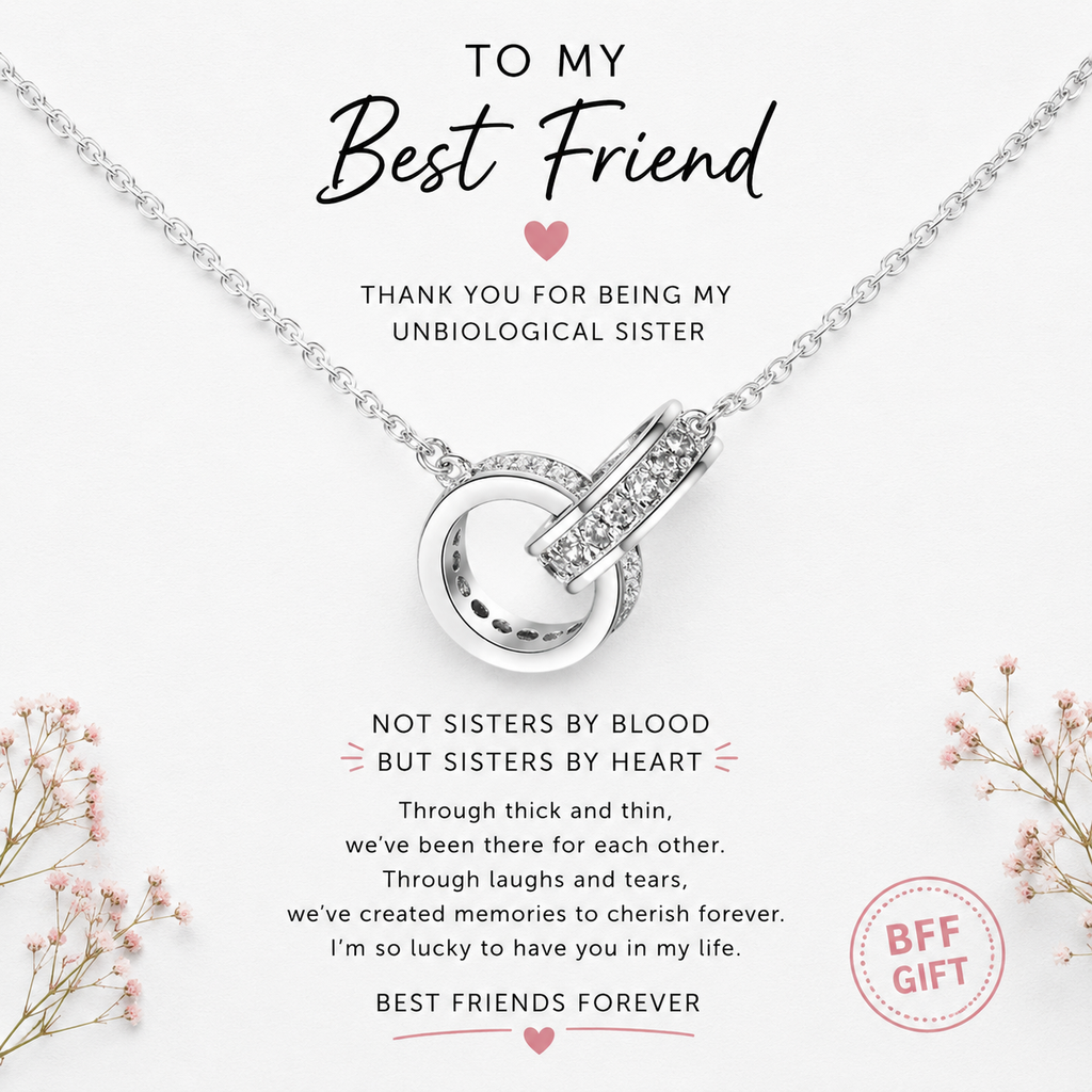 ANNA Interlocking Circle Necklace-Rhodium Plated