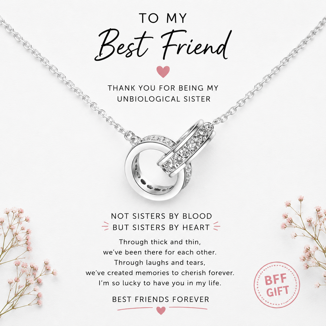 ANNA Interlocking Circle Necklace-Rhodium Plated