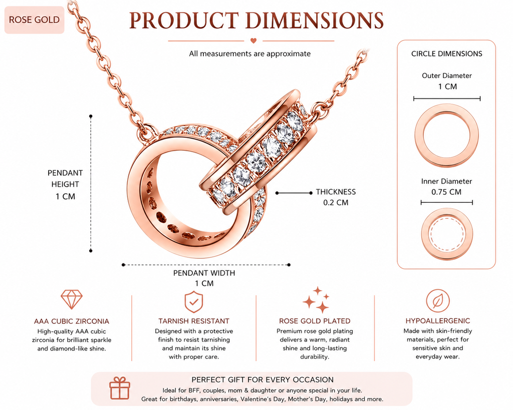 ANNA Interlocking Circle Necklace-Rose Gold Plated