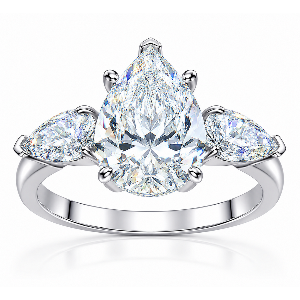 Everlight Pear Trilogy Ring - 3.5CT Three Stone Pear Cut Moissanite Engagement Ring