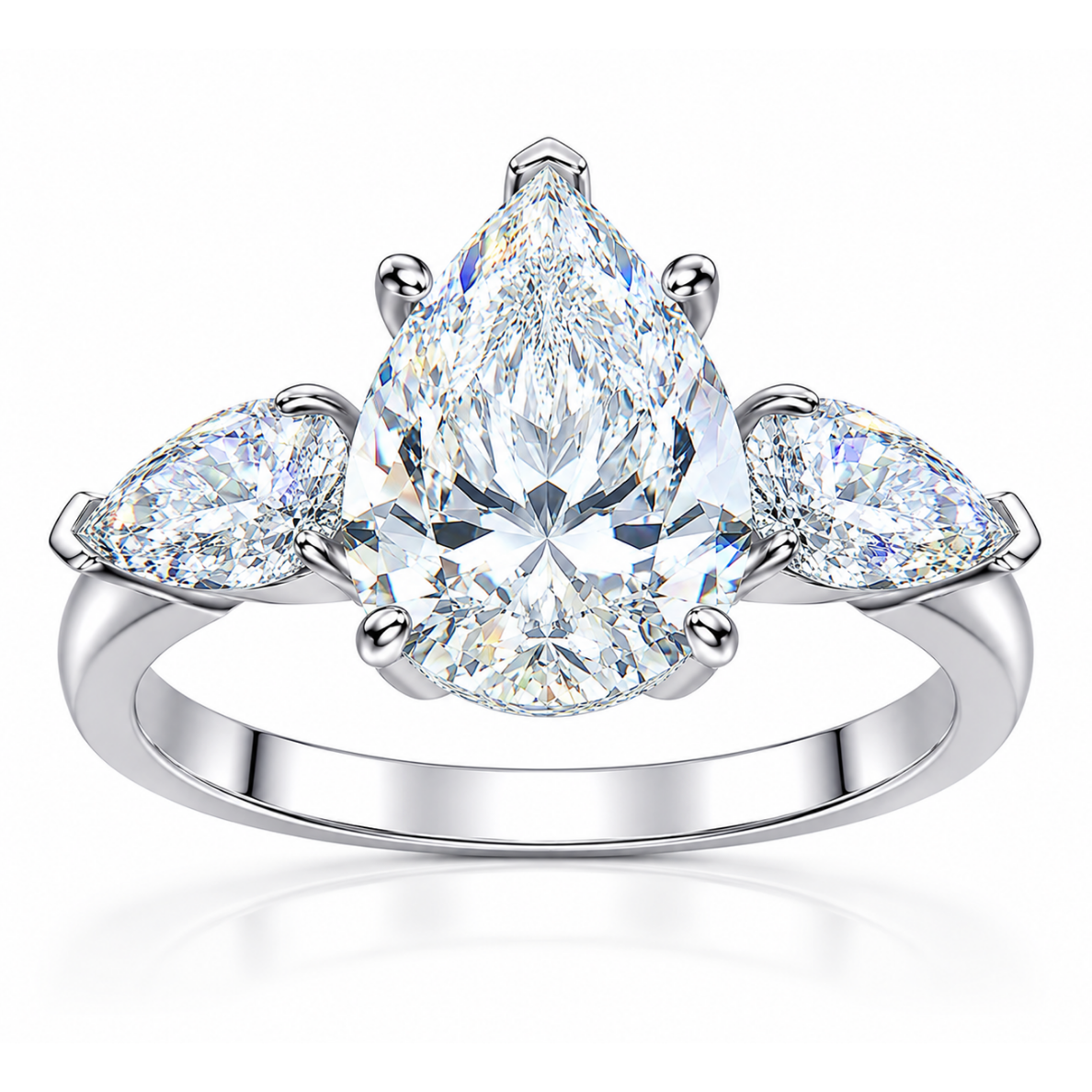 Everlight Pear Trilogy Ring - 3.5CT Three Stone Pear Cut Moissanite Engagement Ring
