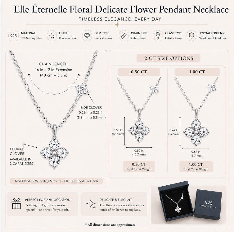 ETERNAL Floral Clover Necklace 0.5 or 1CT