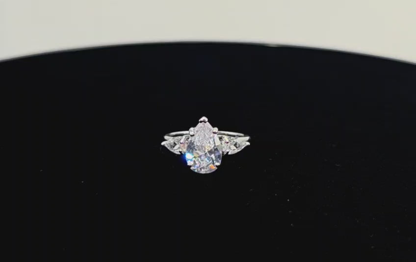 Everlight Pear Trilogy Ring - 3.5CT Three Stone Pear Cut Moissanite Engagement Ring