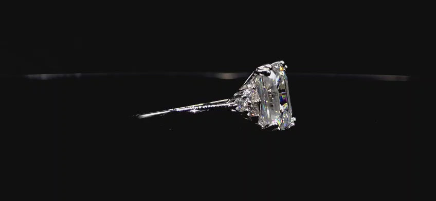 HEIRESS Emerald-Cut Certified Moissanite Engagement Ring – 4.34 CT