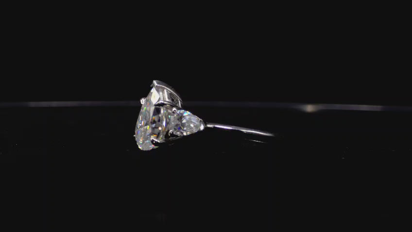 EVERLASTING Three Stone Pear Trilogy Moissanite Engagement Ring 3.0 CT