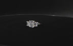 FORGET-ME-NOT Three-Stone Moissanite Engagement Ring, Emerald Cut, 3.5 CT