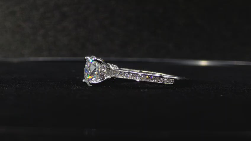 VICTORIA - 2 CT Round Brilliant Moissanite Engagement Ring