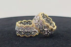ARLETTE Wide Band Statement Ring for Women, Bold Thick Gold-Tone CZ Ring, 11mm Lattice Design